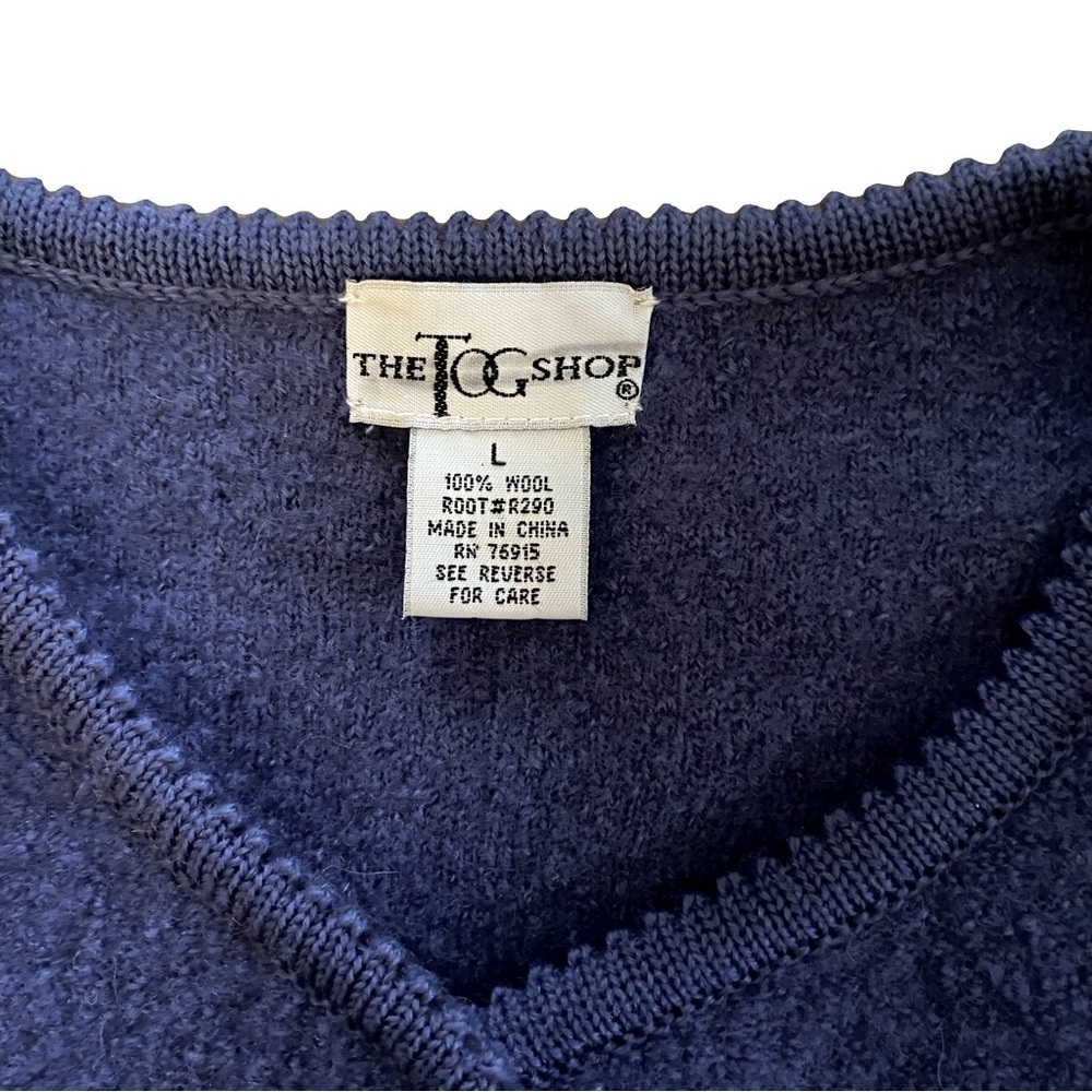 THE TOG SHOP Cardigan Vtg 100% Wool Button Up Periwinkle Blue Purple Women L - Picture 13 of 13